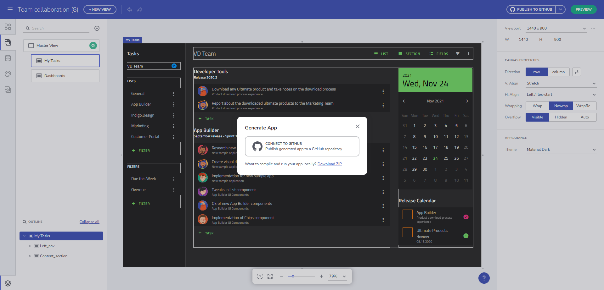 screenshot of App Builder